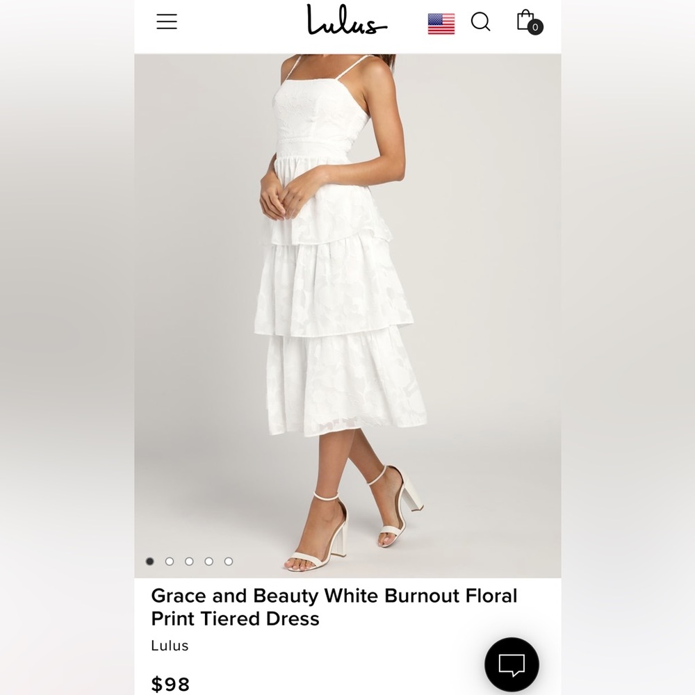 Lulus Grace and Beauty White Burnout Floral Print Tiered Dress NWT!